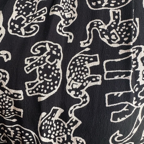 Anthropologie Maeve NORONHA BLACK ELEPHANT MOTIF faux wrap dress size medium - Picture 9 of 13